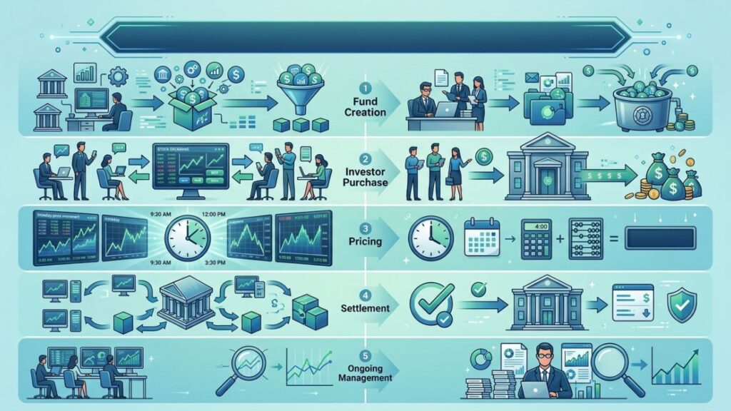 ETF and Mutual Fund workflow illustration