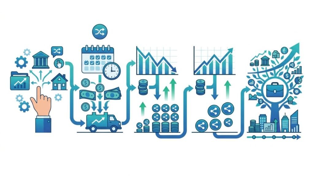 Monthly investing process using fixed contribution amounts
