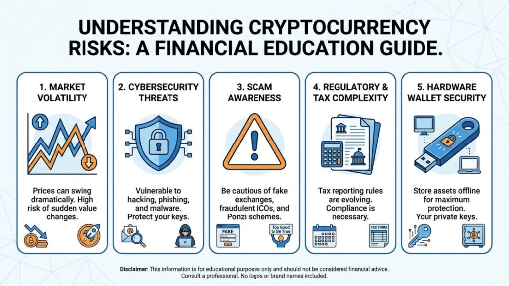 Cryptocurrency risks and security challenges illustration