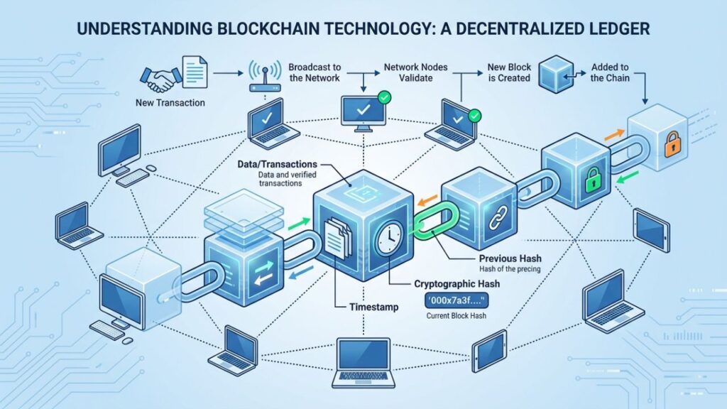 Connected blockchain blocks across network