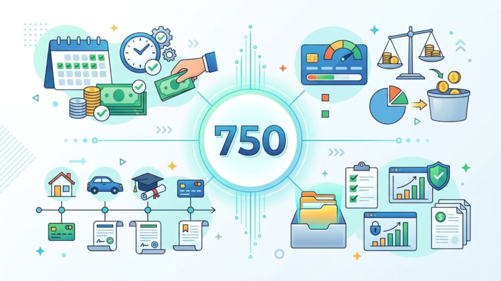Credit score factors including payment history and credit usage
