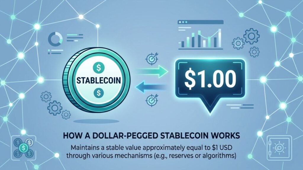 Blockchain network showing stablecoin transfers between digital wallets and supported applications