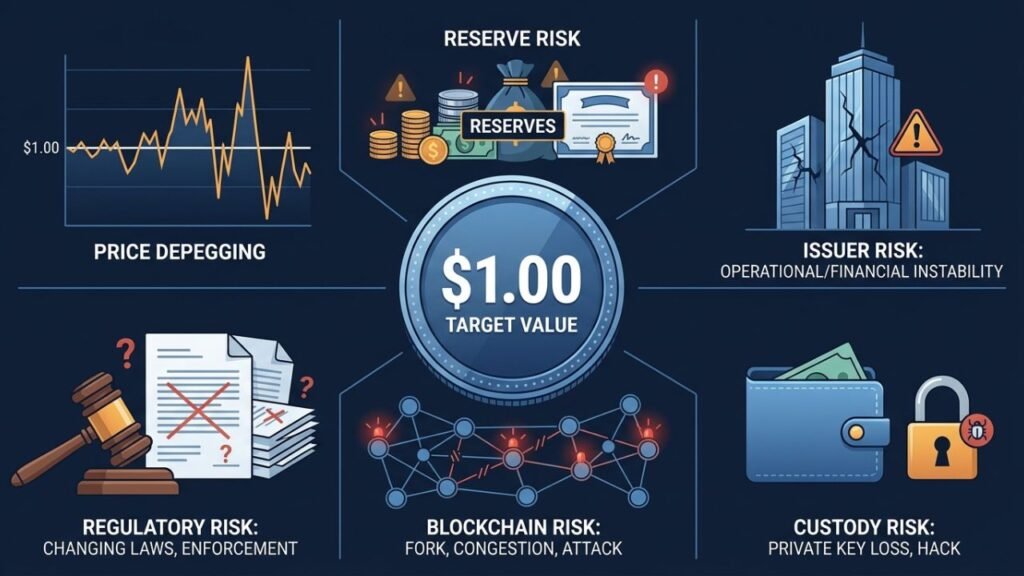 Digital stablecoin representing stable value on blockchain networks for transactions and payments